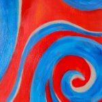 Acrylic painting “Scales of Life”, 70×80 cm, 2024, reflecting harmony and balance between inner and outer worlds.