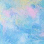 Abstract acrylic painting “Blossom”, 60×50 cm, 2022, symbolizing the birth of ideas and dreams with bright colors of inspiration.