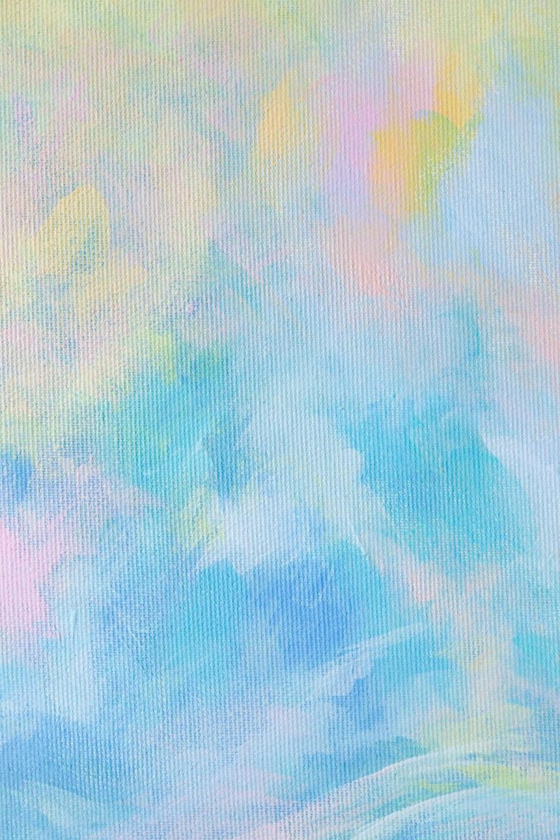 Abstract acrylic painting “Blossom”, 60×50 cm, 2022, symbolizing the birth of ideas and dreams with bright colors of inspiration.