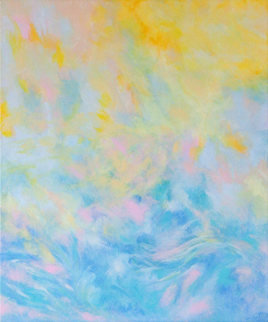 This is a painting of creation, even the birth of an idea, a project, a dream. About how, in an instant, life changes for the better, and gains new colors. This is a story about inspiration, about how important it is to dream and make these dreams come true.