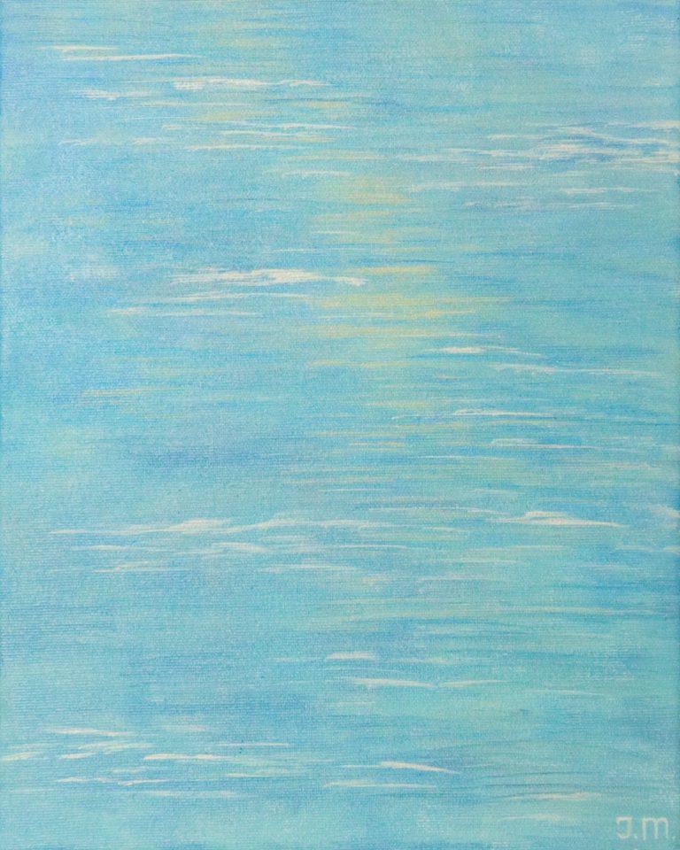 Acrylic painting “Serenity”, 30×24 cm, 2022, calm artwork created in joy, expressing presence, peace, and delight.