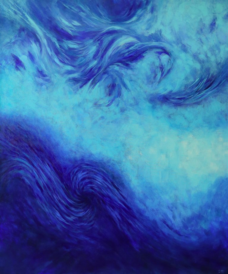 Acrylic painting “Initiation”, 120×100 cm, 2022, filled with emotions, passion, and transformation after challenges.