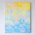 Abstract acrylic painting “Blossom”, 60×50 cm, 2022, symbolizing the birth of ideas and dreams with bright colors of inspiration.