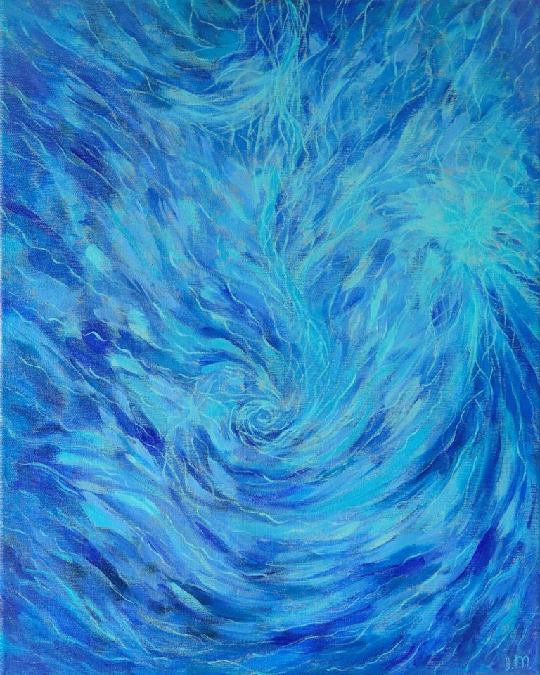 Acrylic painting “Source”, 50×40 cm, 2024, reflecting desire as an inner force of growth and transformation.