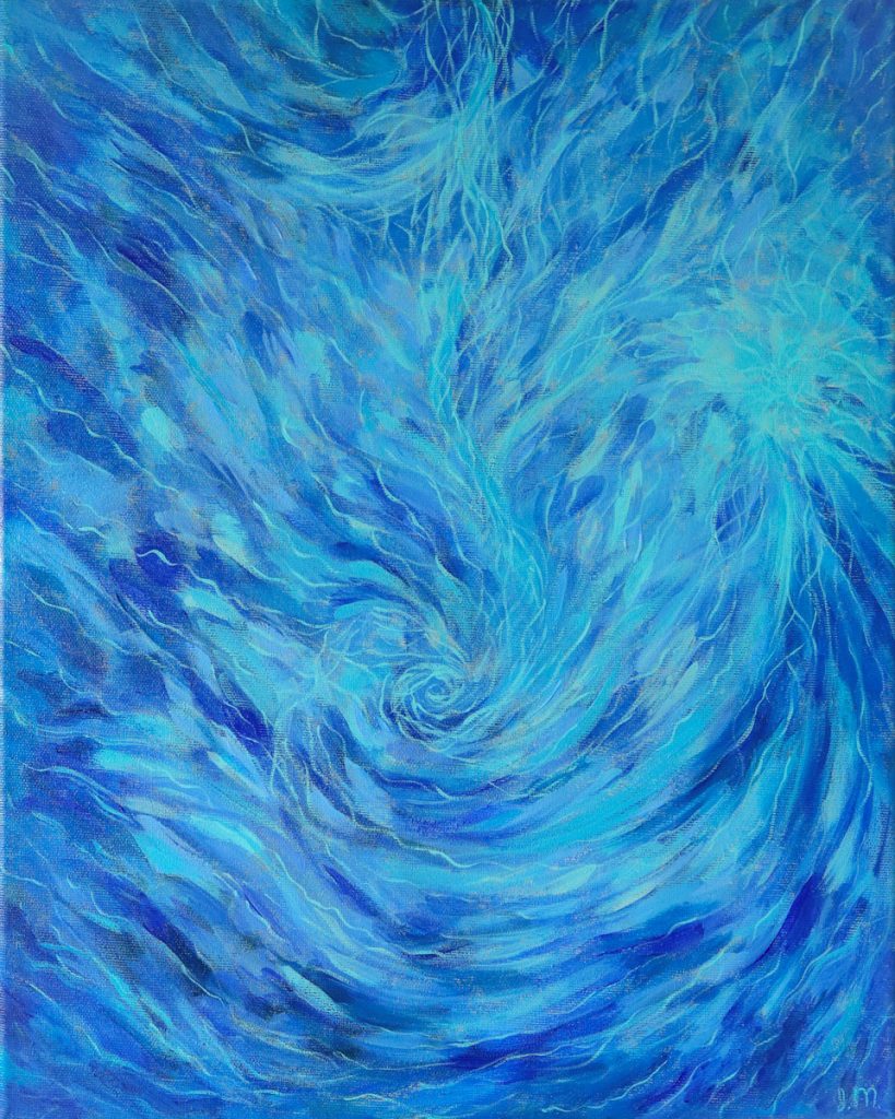 Acrylic painting “Source”, 50×40 cm, 2024, reflecting desire as an inner force of growth and transformation.